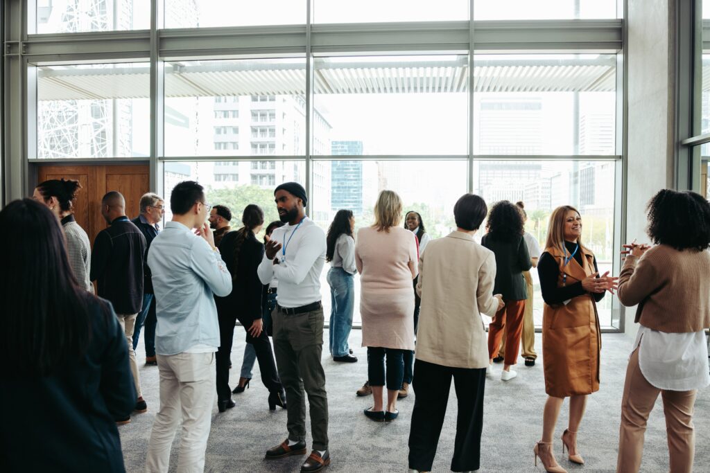 Networking event filled with diverse professionals