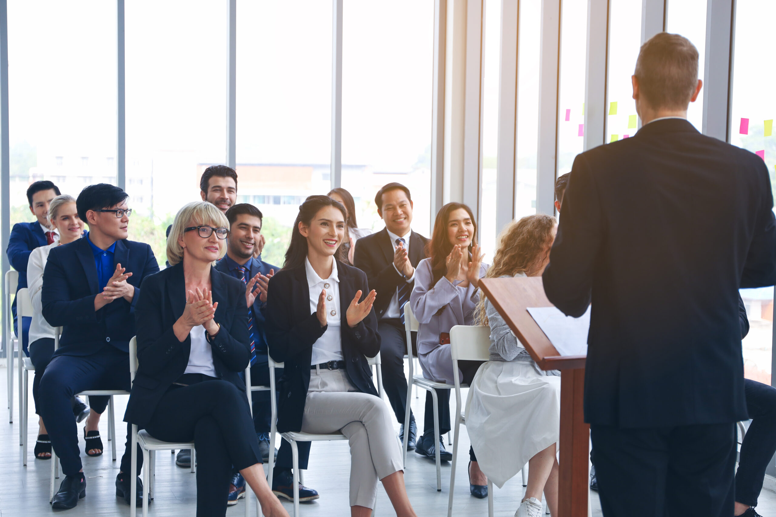 A group of business professionals participating in a seminar